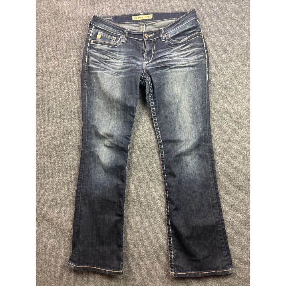 Big Star Casey K Jeans Women 29R Blue Low Rise Bootcut Contrast Stitch